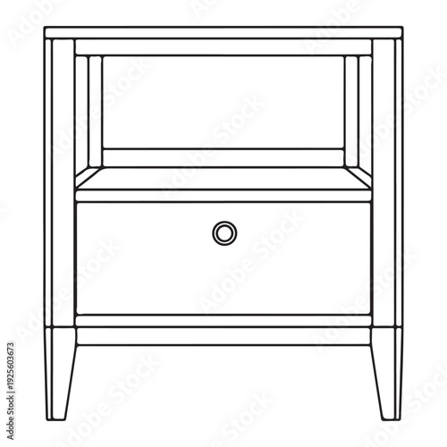 Clean Line Art Nightstand Design with Drawer and Open Shelf