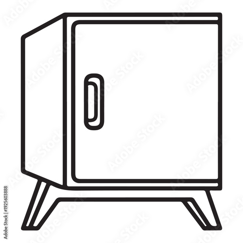 Minimalist Cabinet Outline Icon with Single Door and Angled Legs