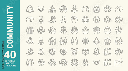 A comprehensive set of thin line icons depicts diverse objects and symbols related to celebrations, parties, events, and festive occasions.