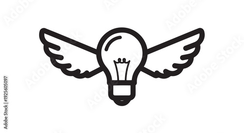 Creative vector illustration of a light bulb with wings, representing ideas taking flight and innovation