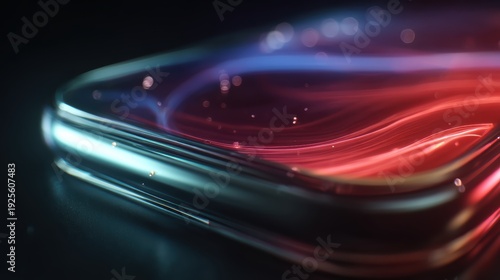 Wallpaper Mural glowing phone in dark space with connected light threads Torontodigital.ca