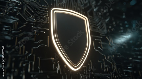 Wallpaper Mural shield shape against dark void with pulsing circuit grid pattern Torontodigital.ca