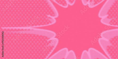 Pop art pink background in retro comic book style with halftone texture. Superhero cartoon fun backdrop design