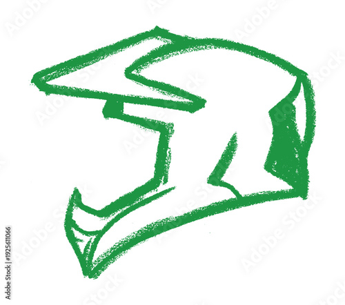 Motorcycle Helmet Icon Crayon Chalk Drawing Vector