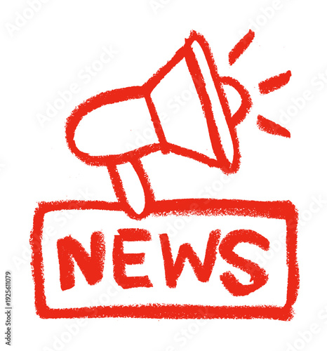 Megaphone News Icon Crayon Chalk Drawing Vector