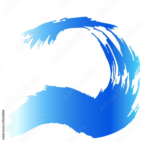 青い筆描きの波模様 シンプルな水の背景ベクター