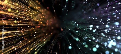 Wallpaper Mural Fractal data texture background with flowing digital patterns and network nodes Torontodigital.ca