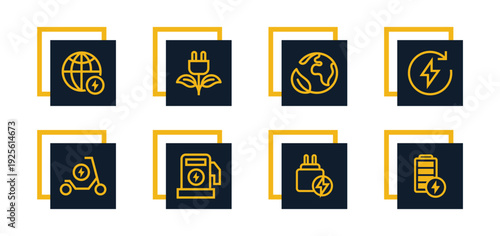 Energy, solar energy, wind energy, hydropower, technology Icons Set for Website, Applications and UI UX