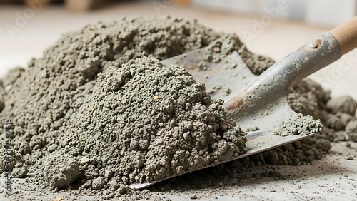 Cement pile with shovel, ready for construction project in progress