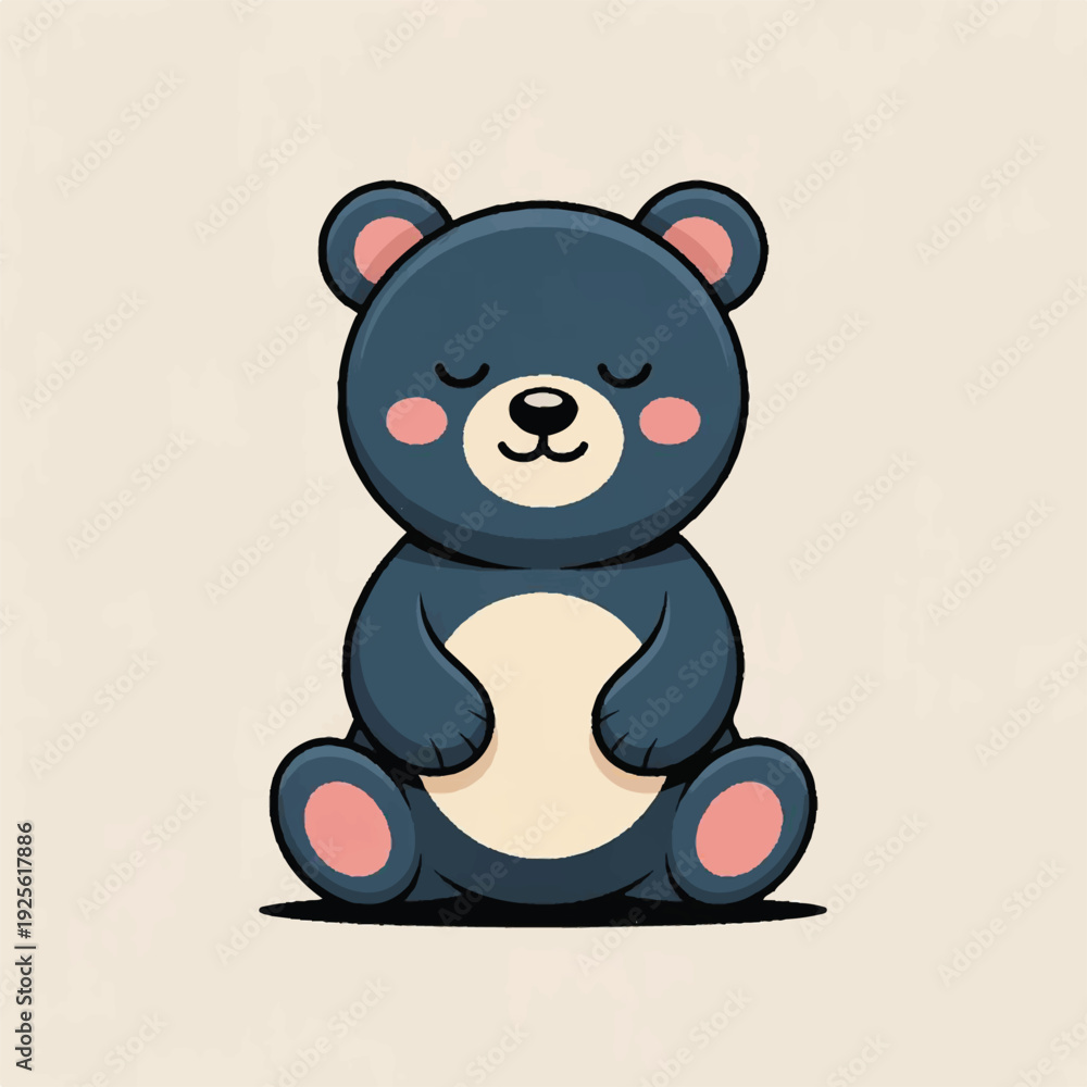 Fototapeta premium cute blue bear sitting cartoon character illustration