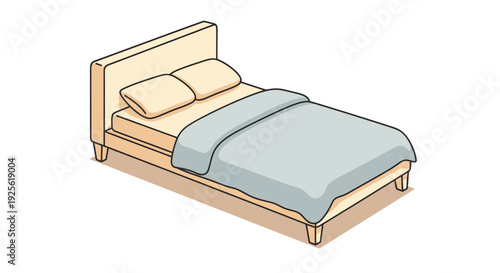 Simple Bed with Blanket and Pillows.