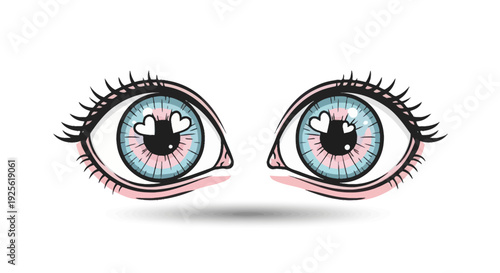 Illustration of Human Eyes with Blue Iris.
