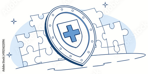 Healthcare puzzle pieces forming a medical symbol for holistic wellness solutions