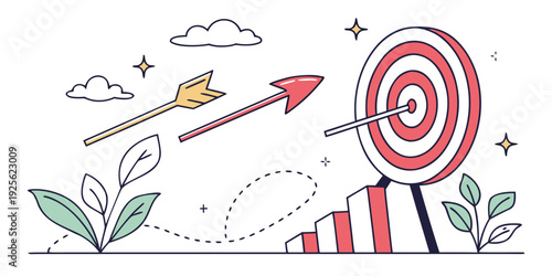 Aiming for success with a target and arrows in a cheerful setting