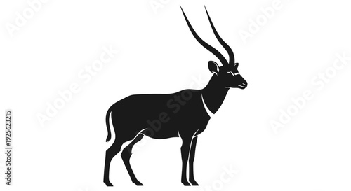 Black Silhouette of Antelope with Long Horns.