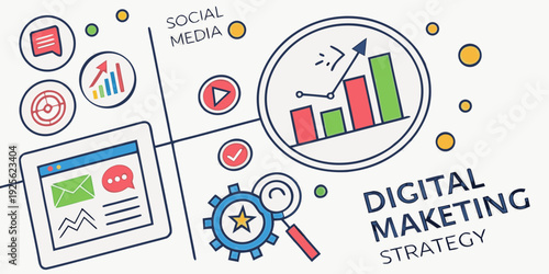 Illustrating the concept of digital marketing and its key components visually