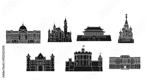 Collection of Architectural Building Silhouettes Illustration.