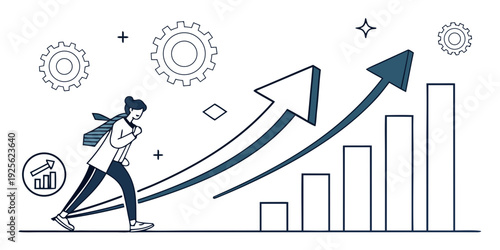 A businessman climbing towards upward growth and success in his career journey