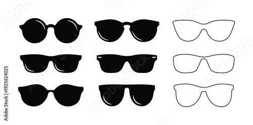 Collection of Sunglasses Silhouettes and Outlines