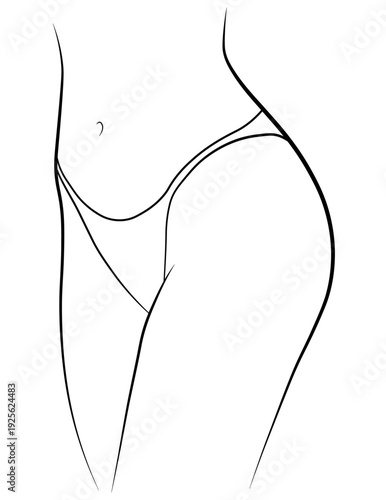 Bikini panties swimsuit woman black and white drawing