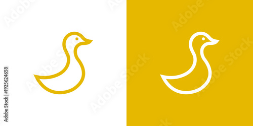 Ducky duck icon line outline flat isolated graphic