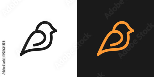 Bird icon logo line outline isolated graphic
