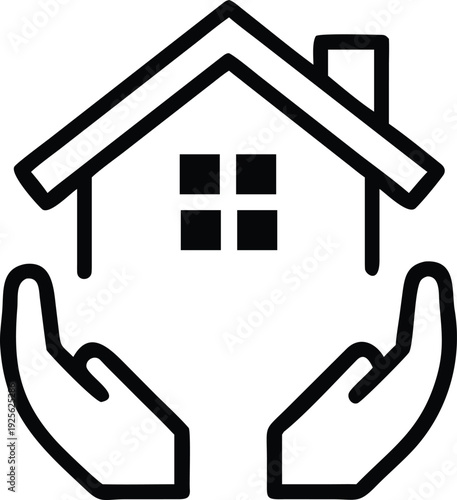 Create a modern home insurance and assurance editable line icon