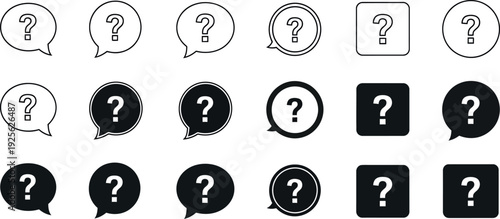 Variety of question mark icons in speech bubbles