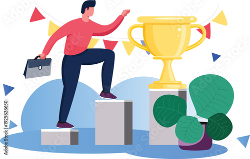 Startup Pitch Presentation to Investors with Growth Chart – Business Funding Flat Vector Illustration