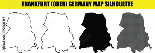 Frankfurt oder germany map silhouette illustrations in four styles including classic outline and modern halftone pattern