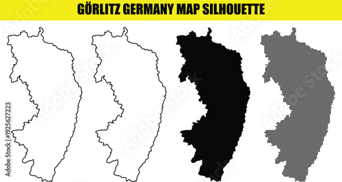 Gorlitz germany map silhouette, gorlitz city in germany vector map, black, outline, dot map