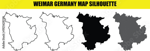 Weimar germany map silhouette, weimar city in germany vector map, black, outline, dot map