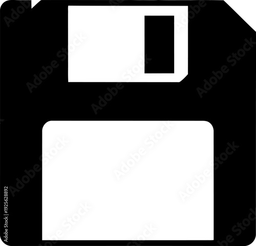 Black and white floppy disk with blank space