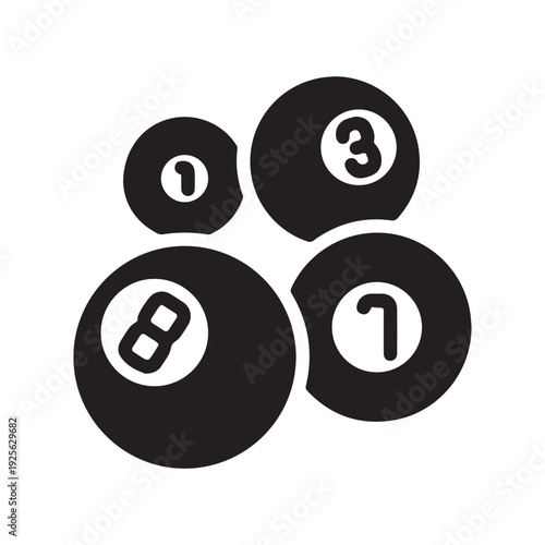 Billiard icon. Billiard ball and stick symbol. Billiard icon for web design. Vector illustration on white background.