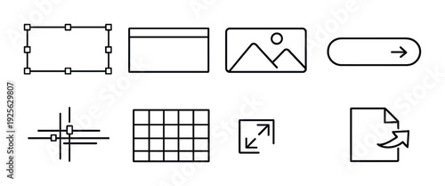 User interface and design icons aligned on dark background