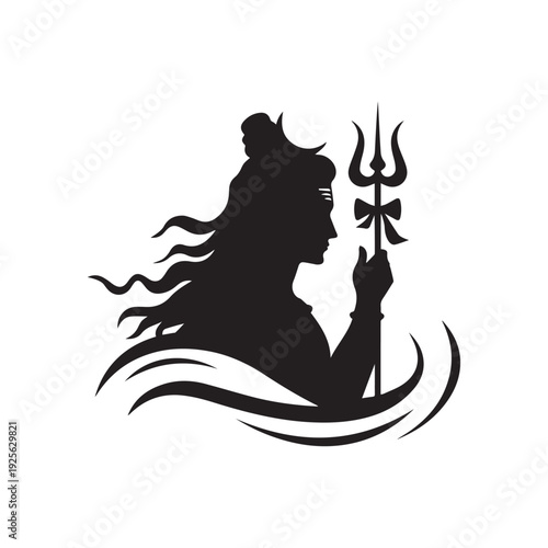 lord shiva god character silhouette vector on white background 
