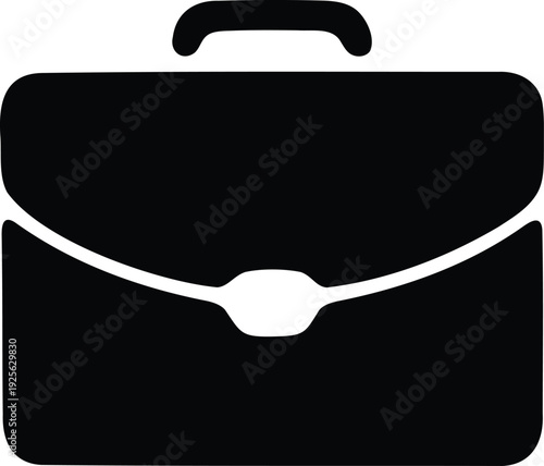 Simple modern briefcase icon with handle and clasp  business and professional symbol