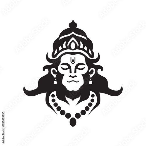 lord hanuman god silhouette vector on white background 