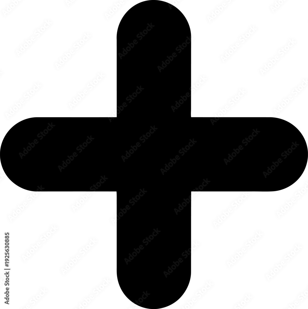 Obraz premium Black Plus Sign Symbol on White Background minimal