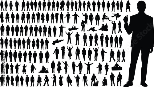 Vast Collection of Black Human Silhouettes Depicting Diverse Actions and Poses people group