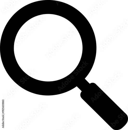 Black magnifying glass with handle white background
