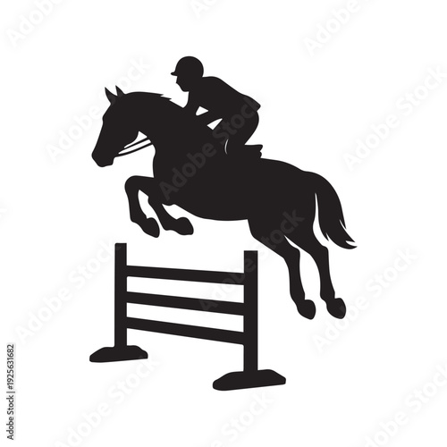 steeplechase horse silhouette vector on white background 