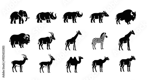 Collection of Various Wild Animal Silhouettes.