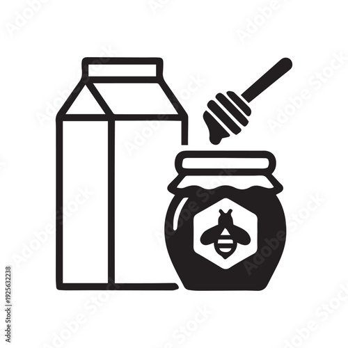 honey and milk on white background 