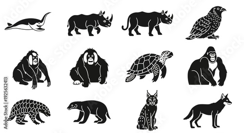 Endangered Animals Silhouette Collection.