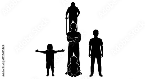 Family Members Standing in Silhouette Formation.