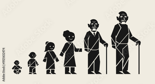 Family Generations Silhouette Illustration People.