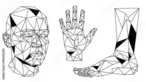 Geometric Human Body Parts Illustration.