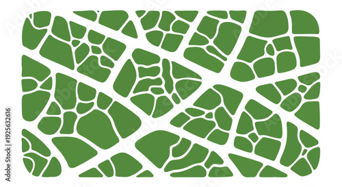 Green cracked earth texture on a white background with irregular shapes and lines