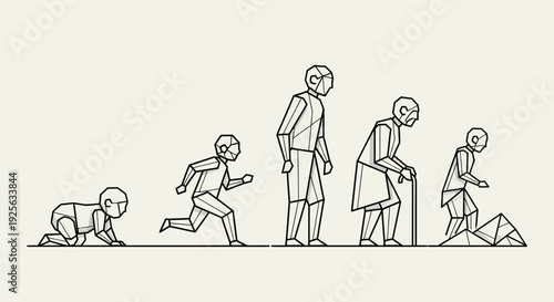 Human Evolution Stages from Crawl to Walk.